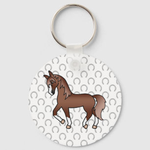 Llavero Ilustración de dibujos animados de caballo al trot