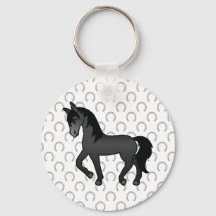 Llavero Ilustración de dibujos animados de caballo trotón 