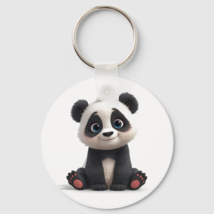 Llavero Ilustración de dibujos animados de oso panda senta