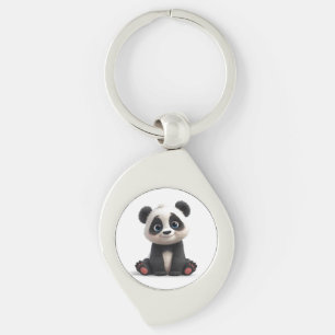 Llavero Ilustración de dibujos animados de oso panda senta