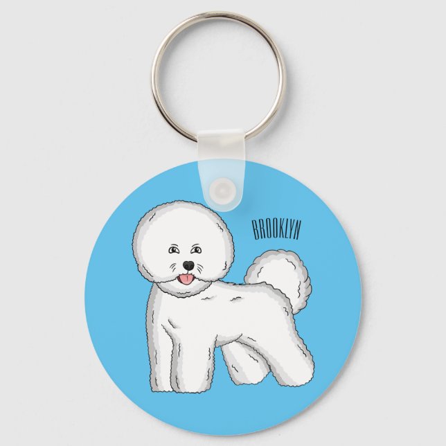 Llavero Ilustración de dibujos animados de perro bichon fr (Anverso)