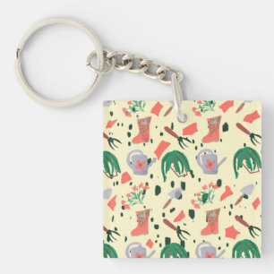 Llavero Ilustración de Doodles Botánicos de Jardín de Prim