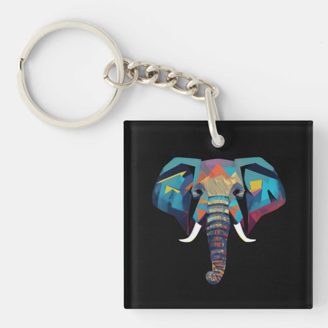 Llavero Ilustracion de elefante bajo polilla (Frente)
