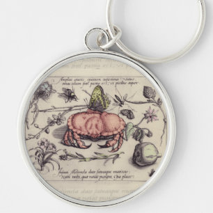 Llavero Ilustración de flor de insecto botánico de cangrej
