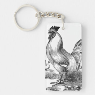 Llavero Ilustracion de gallo de época
