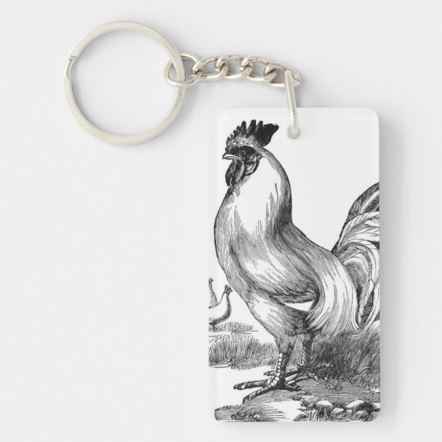 Llavero Ilustracion de gallo de época (Frente)