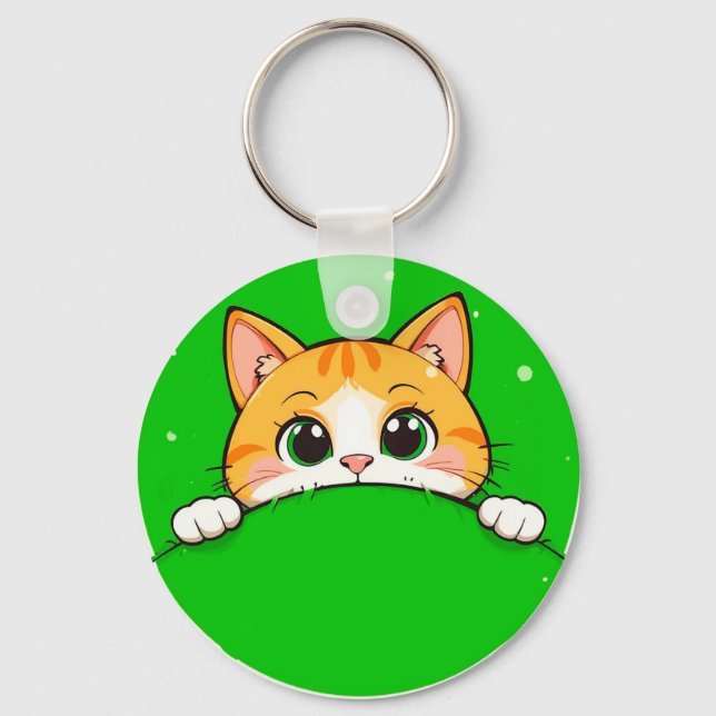 Llavero Ilustración de gato adorable (Anverso)