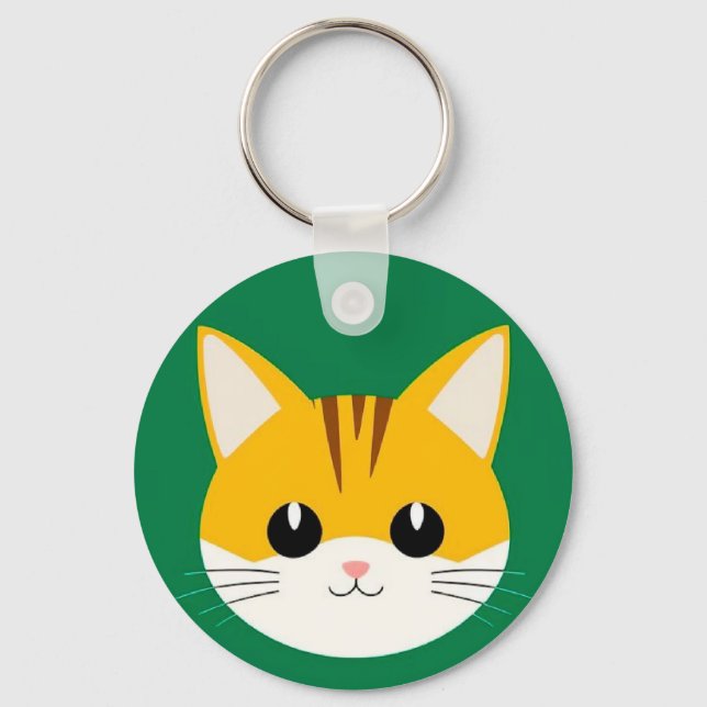 Llavero Ilustración de gato adorable (Anverso)