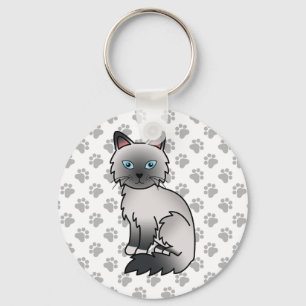 Llavero Ilustración de gato adorable Blue Point Birman / R