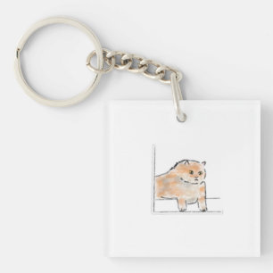 Llavero Ilustración de gato adorable en acuarela