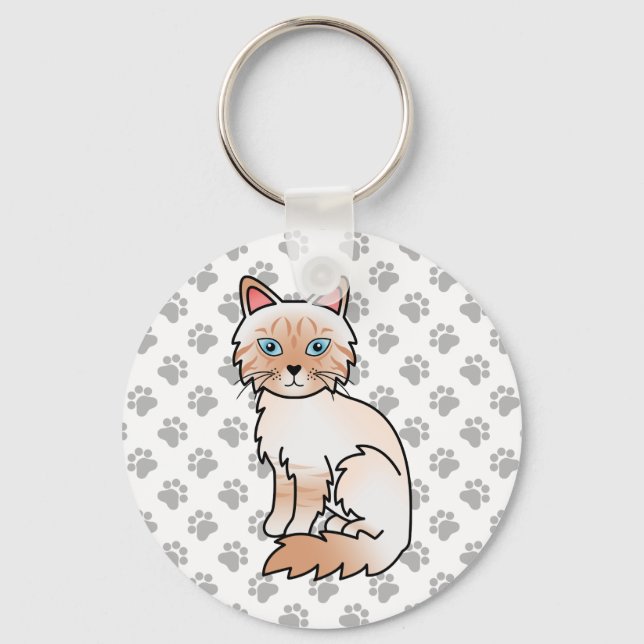 Llavero Ilustración de gato Birman / Ragdoll atigrado de p (Anverso)