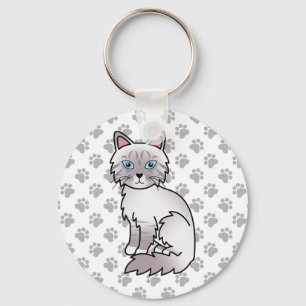 Llavero Ilustración de gato Birman / Ragdoll atigrado de p
