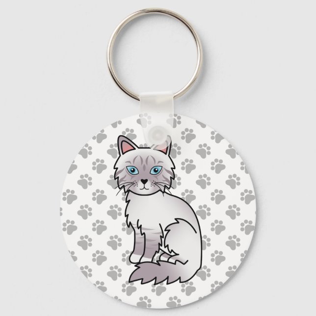 Llavero Ilustración de gato Birman / Ragdoll atigrado de p (Anverso)