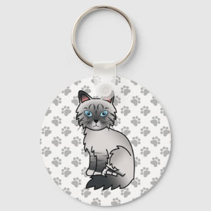 Llavero Ilustración de gato Birman / Ragdoll atigrado de p