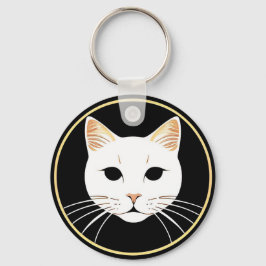 Llavero Ilustración de gato blanco elegante