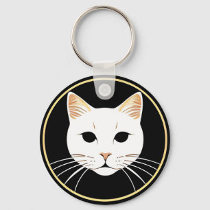 Llavero Ilustración de gato blanco elegante