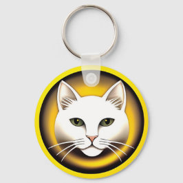 Llavero Ilustración de gato blanco elegante