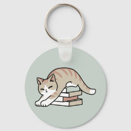 Llavero Ilustracion de Gato de Amante de Libros - Curva y