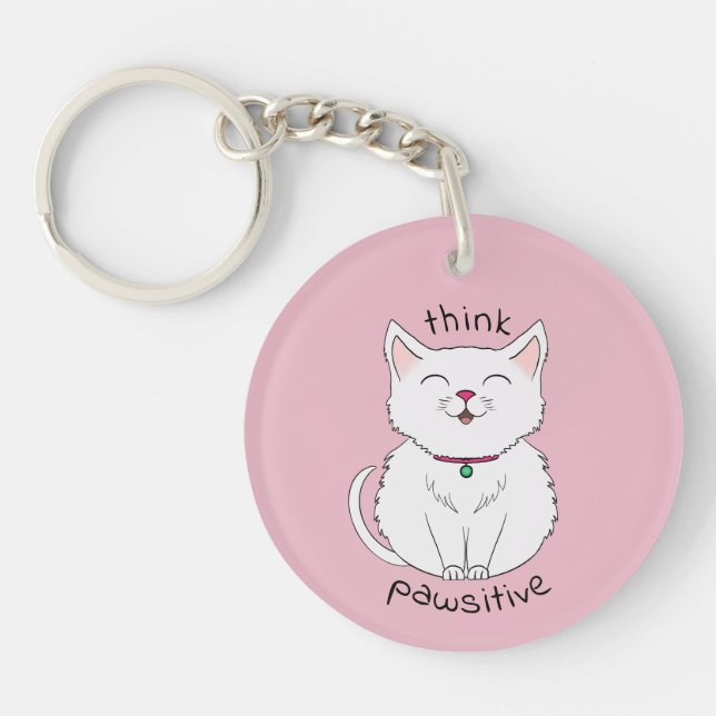 Llavero Ilustracion de gato inquietante (Frente)