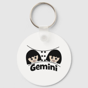 Llavero Ilustracion de Gemini Zodiac Rótulo gemelos Chicas