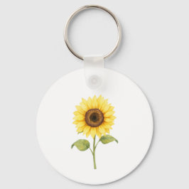 Llavero Ilustración de Girasol — Arte Botánico Brillante