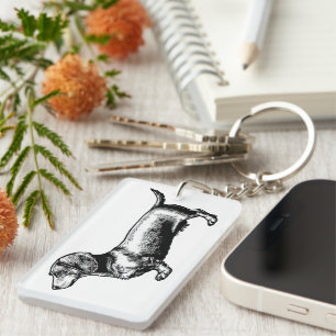 Llavero Ilustración de grabado vintage de Dachshund