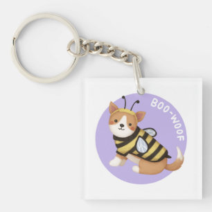 Llavero Ilustracion de Halloween: Boo-Woof (Corgi galés)