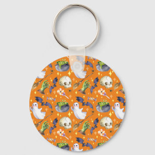 Llavero Ilustracion de Halloween con calabaza, fantasma y