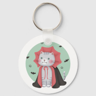 Llavero Ilustracion de Halloween: Gato de vampiro
