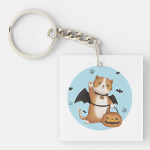 Llavero Ilustracion de Halloween: Gato murciélago