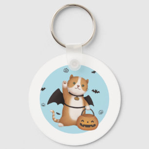 Llavero Ilustracion de Halloween: Gato murciélago