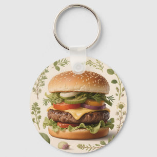 Llavero Ilustración de hamburguesa con queso gourmet
