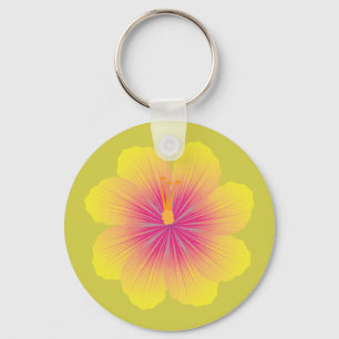 Llavero Ilustración de Hibisco Amarillo
