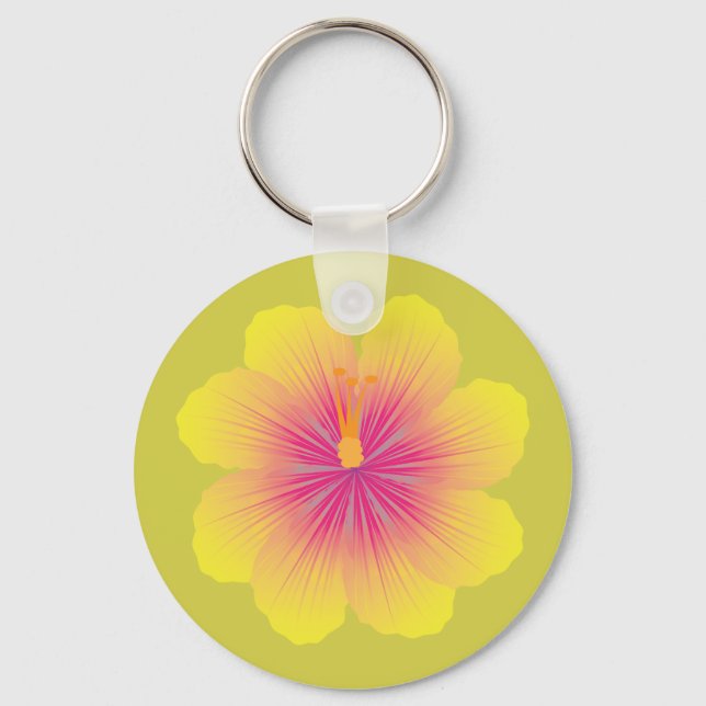 Llavero Ilustración de Hibisco Amarillo (Anverso)
