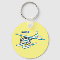 Ilustracion de hidroavión azul blanco