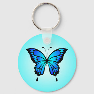 Llavero Ilustracion de insectos azules de mariposa-20284