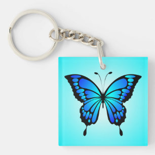 Llavero Ilustracion de insectos azules de mariposa-20284