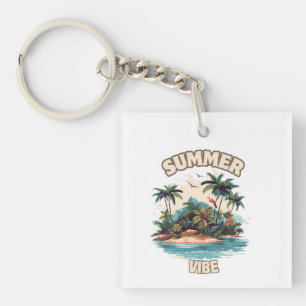 Llavero Ilustracion de Isla Tropical de Summer Vibe