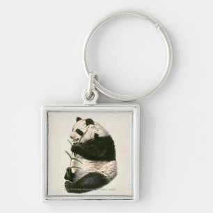 Llavero Ilustracion de la panda gigante que alimenta en