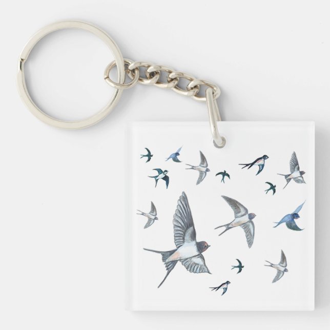 Llavero Ilustracion De Las Aves Tragadas Voladoras (Frente)
