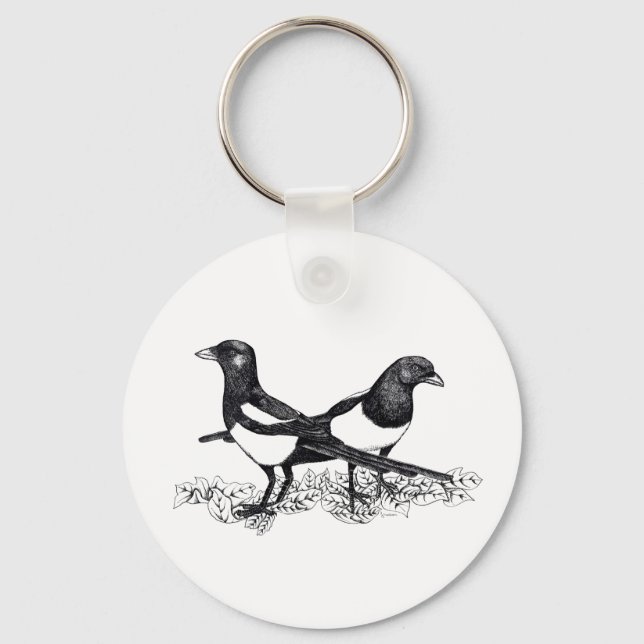 Llavero Ilustracion de los magpies en el anillo de claves  (Anverso)