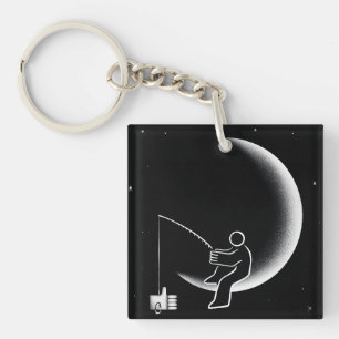 Llavero Ilustración de Luna Creciente Pescando Me Gusta