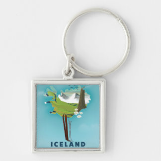 Llavero Ilustración de mapa de Islandia cartel de viaje.