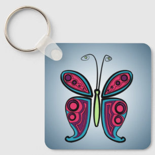 Llavero Ilustración de mariposa azul