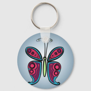 Llavero Ilustración de mariposa azul
