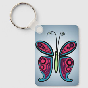 Llavero Ilustración de mariposa azul