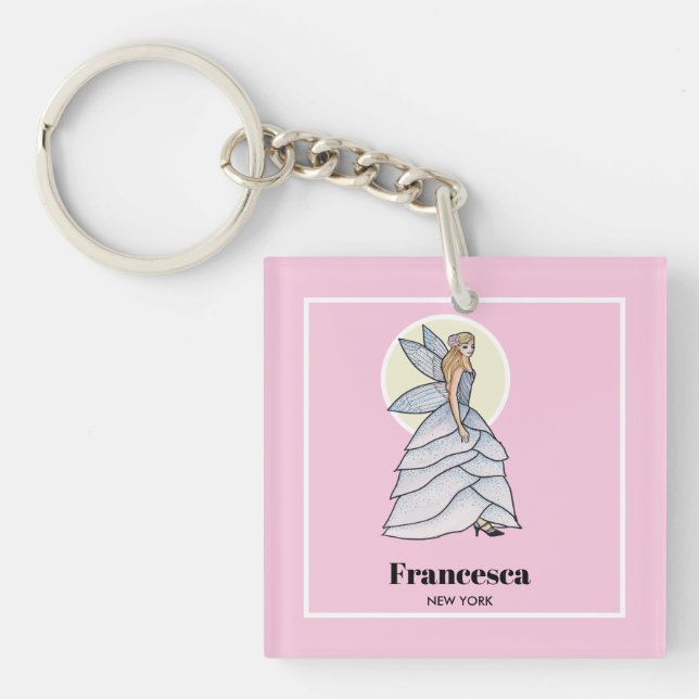 Llavero Ilustración de moda de vestido de pétalos de princ (Frente)