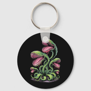 Llavero Ilustración de monstruo de planta carnívora con di