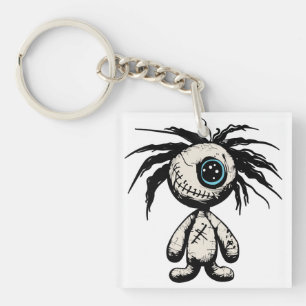 Llavero Ilustración de muñeca vudú adorable y espeluznante