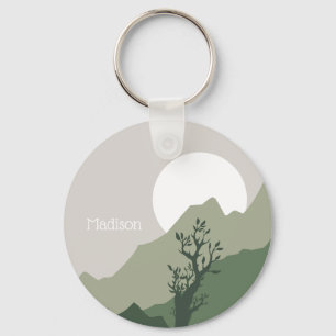 Llavero Ilustracion de naturaleza de nombre personalizado